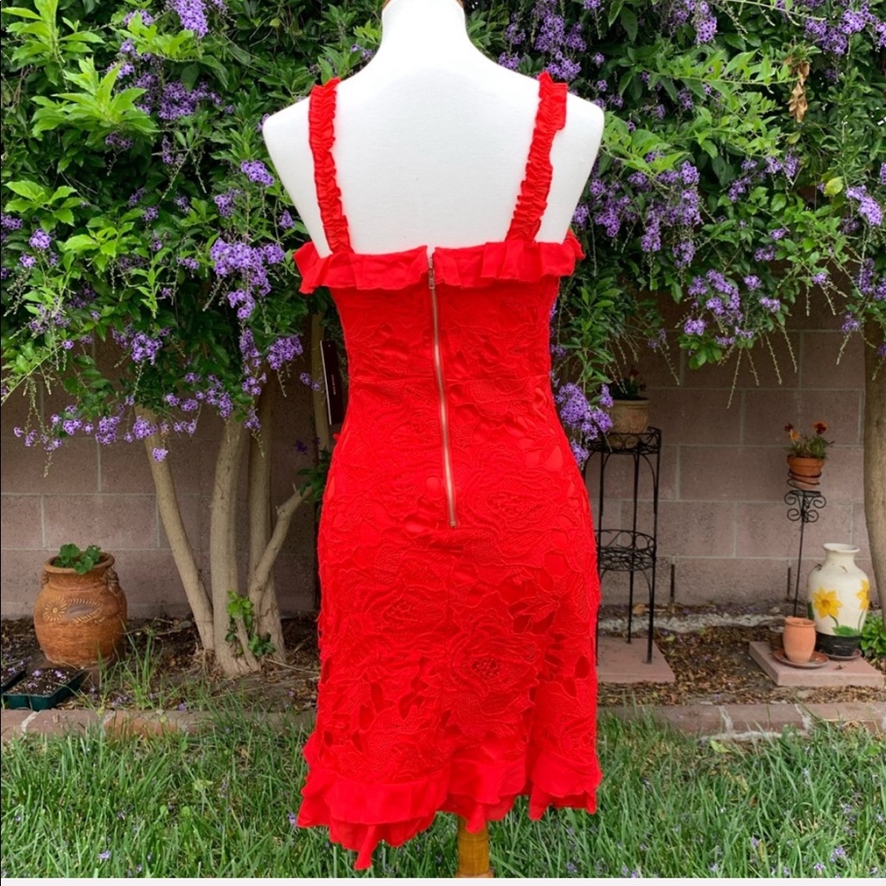 Lulus Deep In Love Red Ruffled Lace Dress - Picture 4 of 9